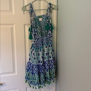 Leoni Al Sole Blue and Green Patterned Dress